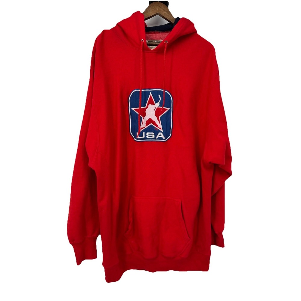 VTG Steve &‎ Barry's USA Hockey Hoodie XXL Red Y2K American Sports Sweatshirt